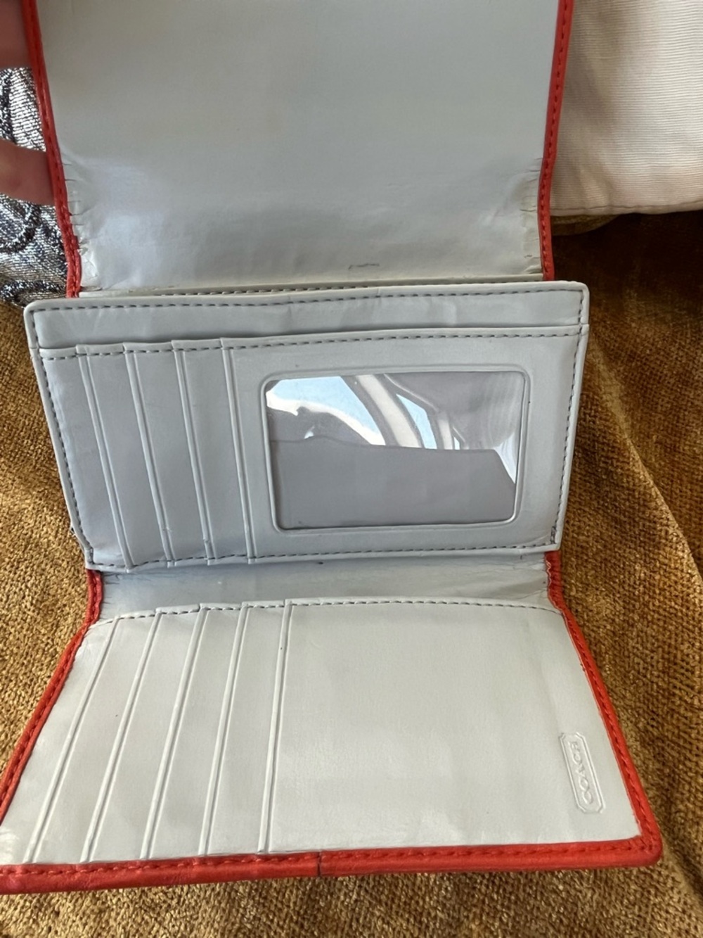 Coach Ashley Pleated Orange 🍊 Leather Compact Wallet with Gold Hardware, GUC - Picture 5 of 12